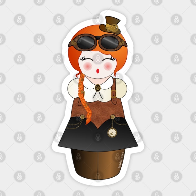 Kokeshi Steampunk Sticker by Pendientera